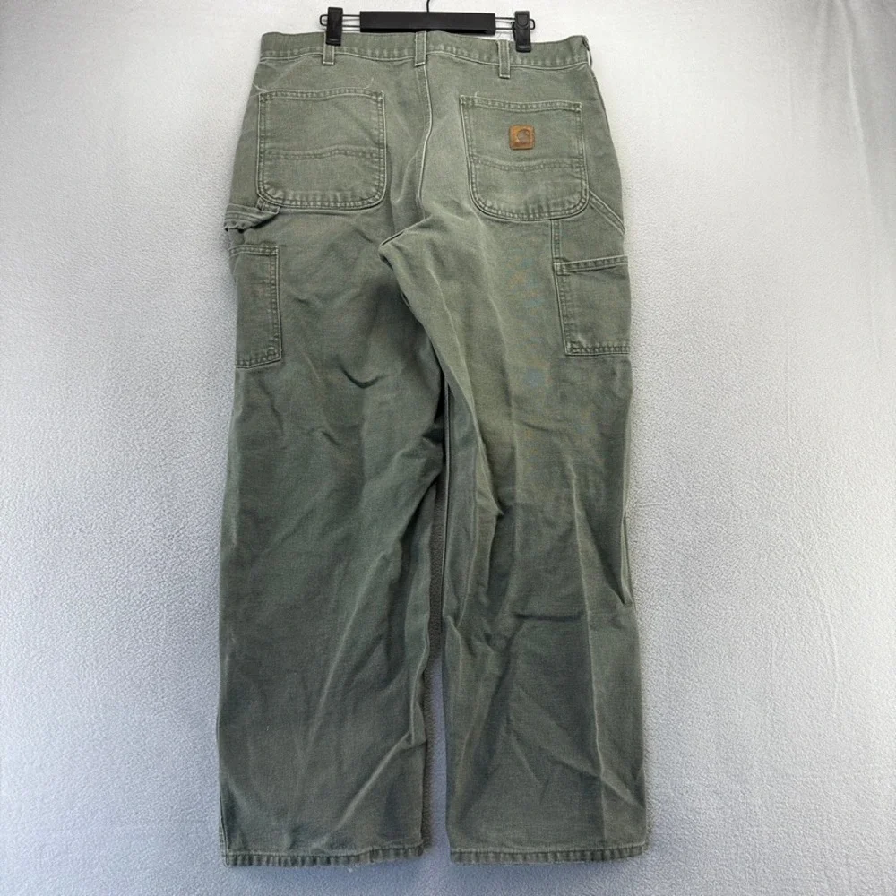 Vintage Carhartt Pants Mens 34x30 Green Loose Baggy Workwear Canvas Duck B11 90s